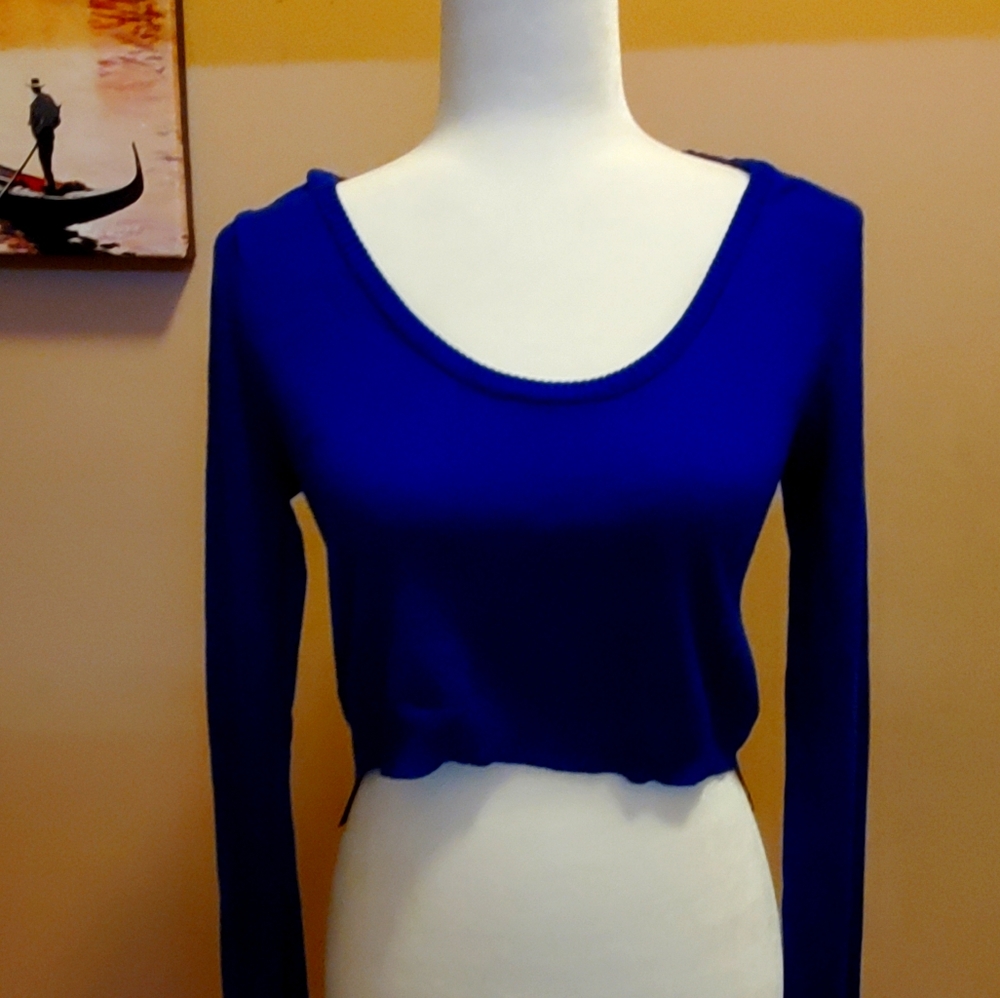 Royal Blue Long Sleeved Crop Top